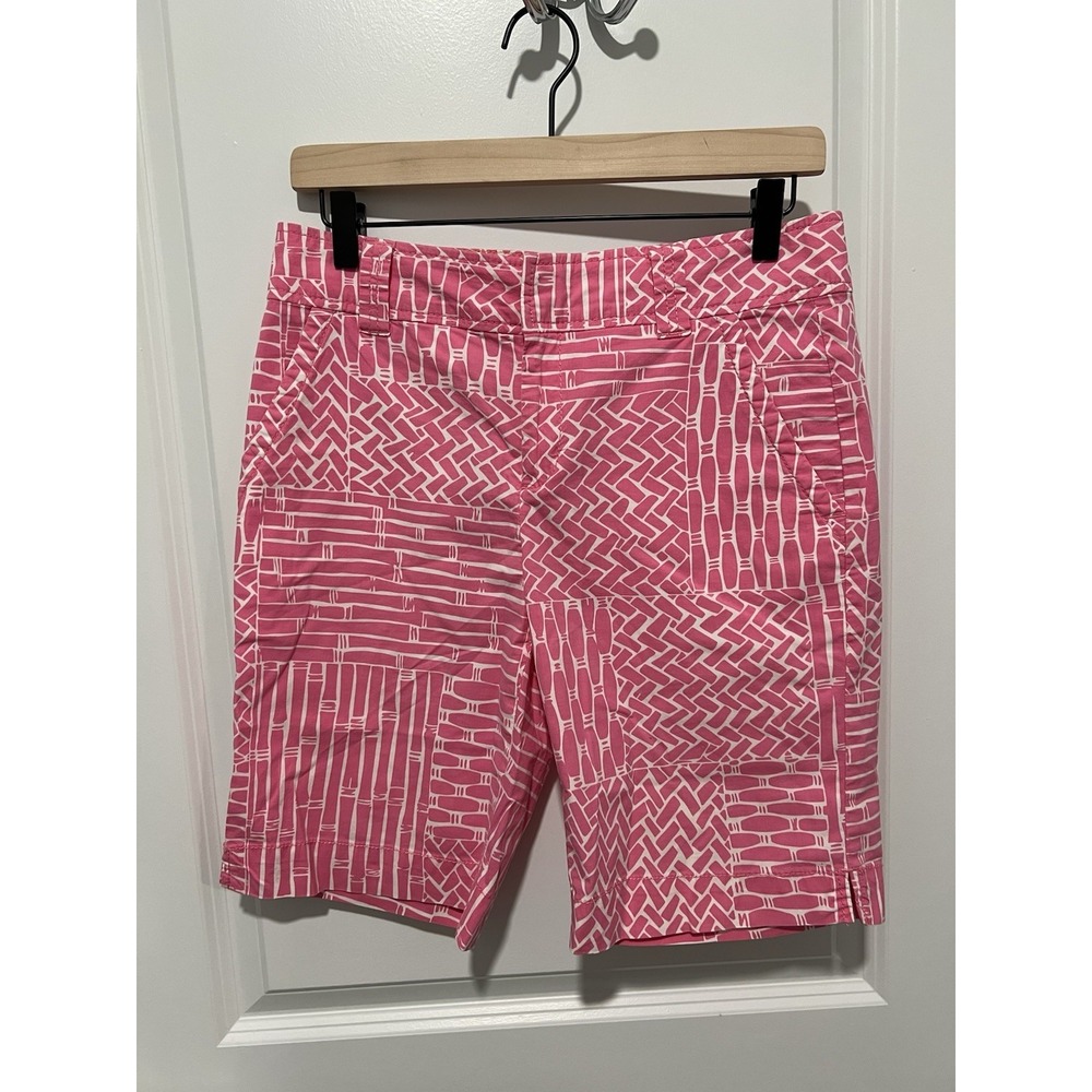 ✨ Lilly Pulitzer Women's Bamboo Print Resort Fit‎ Zip Up Shorts Size 4 Pink